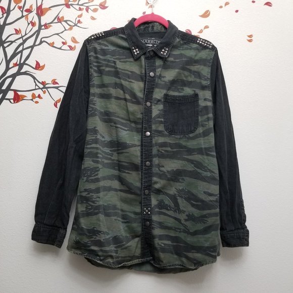 THE NARROWS Black & Green Camo Print Men's Jacket Sz Medium - Picture 2 of 7